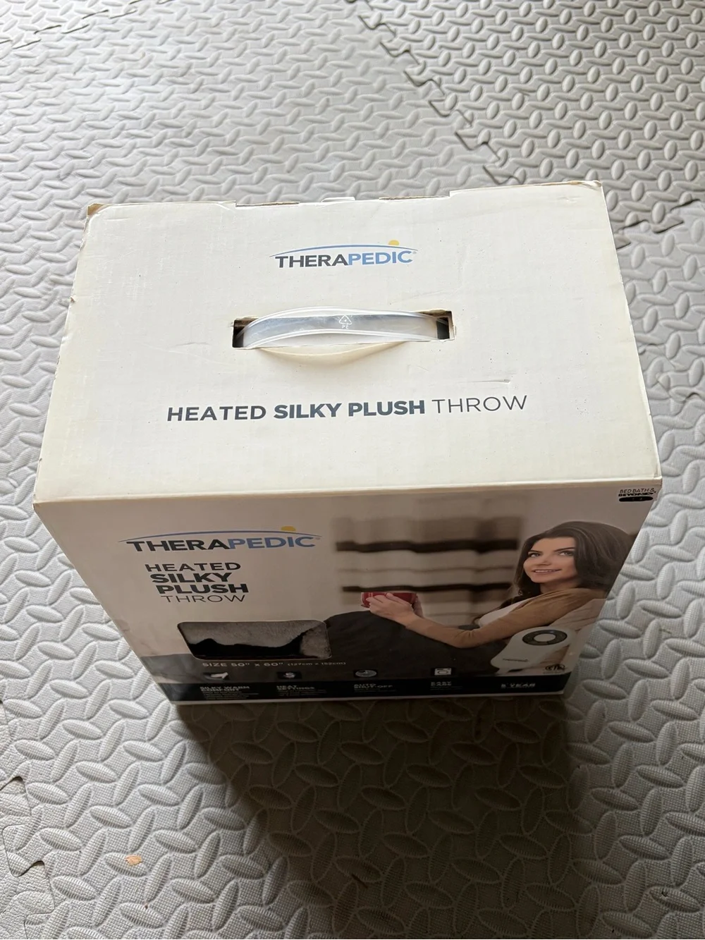 Therapedic Heated Silky Plush Throw - Gray